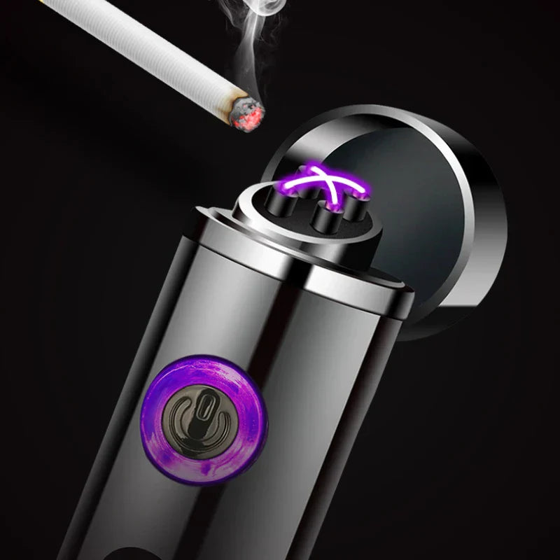 Karnz | Voltrino Zylinder USB-Feuerzeug | Doppelbogen-Technologie | Wiederaufladbar & winddicht | Edelmetallgehäuse für Männer