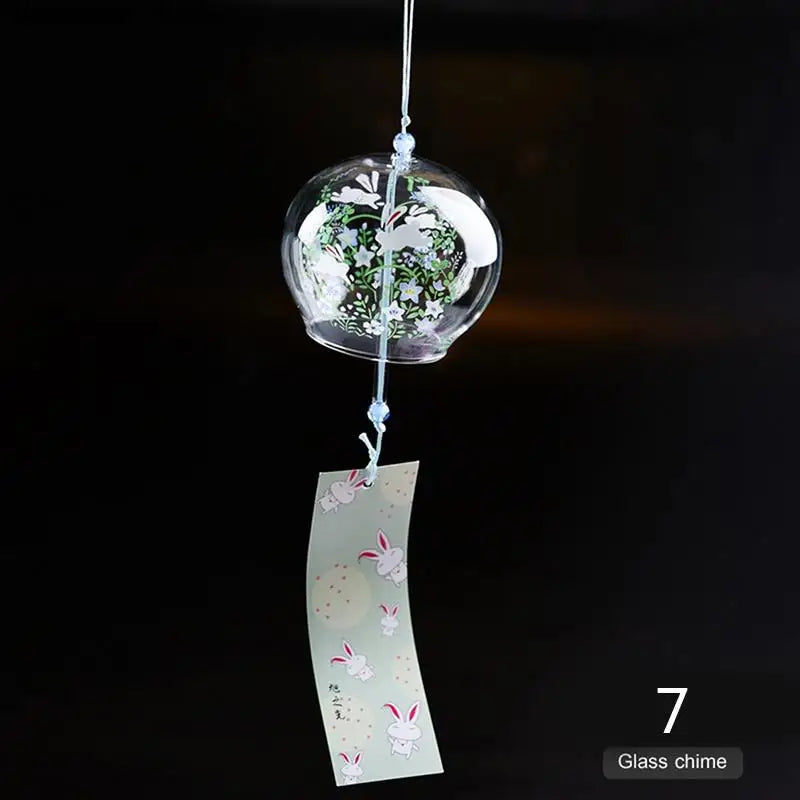 Yumeko Glas-Windspiel | Japanischer Stil | Handgefertigt | Klarer Klang | Dekorativer Anhänger