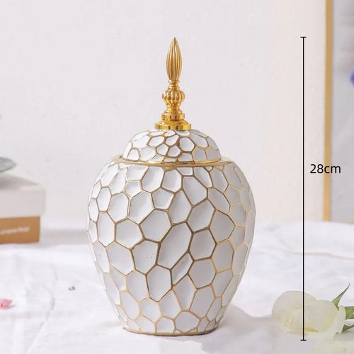 Karnz | Elegante Keramikvase mit goldenen Akzenten