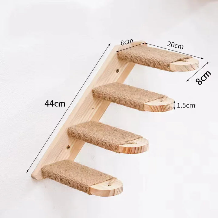 Katzenkletterleiter zur Wandmontage aus Holz mit Sisal Karnz