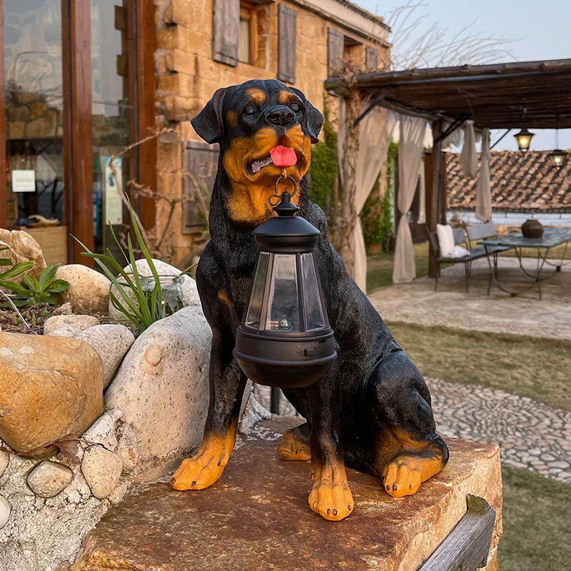 Solarbetriebene Outdoor-Harz-Hundestatue Lampe | Karnz