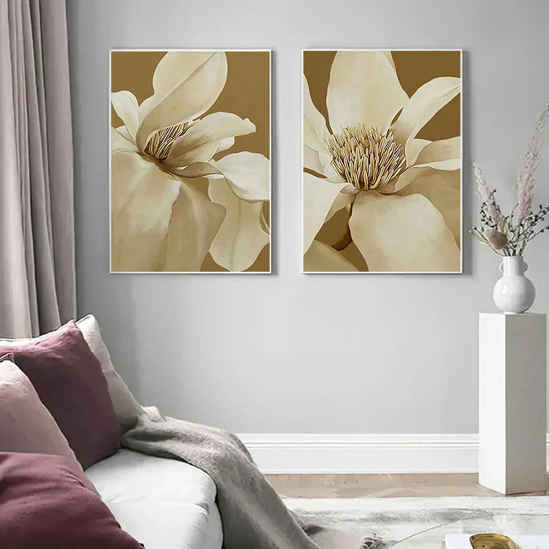Große abstrakte florale Wandkunst feine Kunstleinwanddrucke moderne Botanikbilder für Wohnzimmer Esszimmer Schlafzimmer Kunstdekoration | Karnz