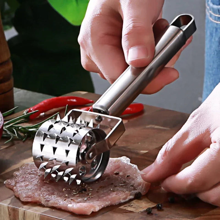 Karnz | SteelTender Fleischklopfer | Edelstahl Fleischzartmacher mit Schlagkopf | Für Steak, Schnitzel & Schweinefleisch | 18 cm