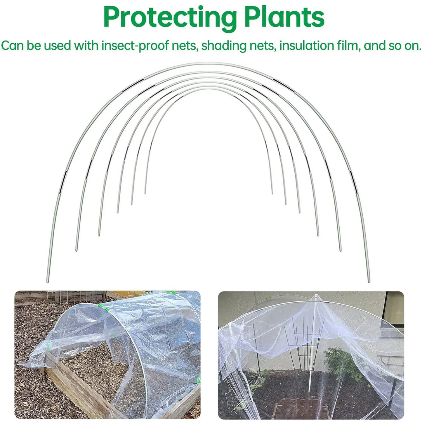 Karnz | Plantura FlexGrow Gartenbügel-Set aus Fiberglas | DIY Pflanztunnel für Hochbeete & Frühbeet | Rostfrei & Wiederverwendbar | Inkl. Steckverbinder