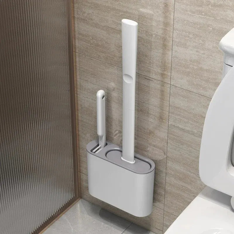 Karnz | Toilettenbürste HygieBrush DuoClean | 2-in-1 Silikon-WC-Bürstenset mit Wandhalterung | Antibakteriell & platzsparend