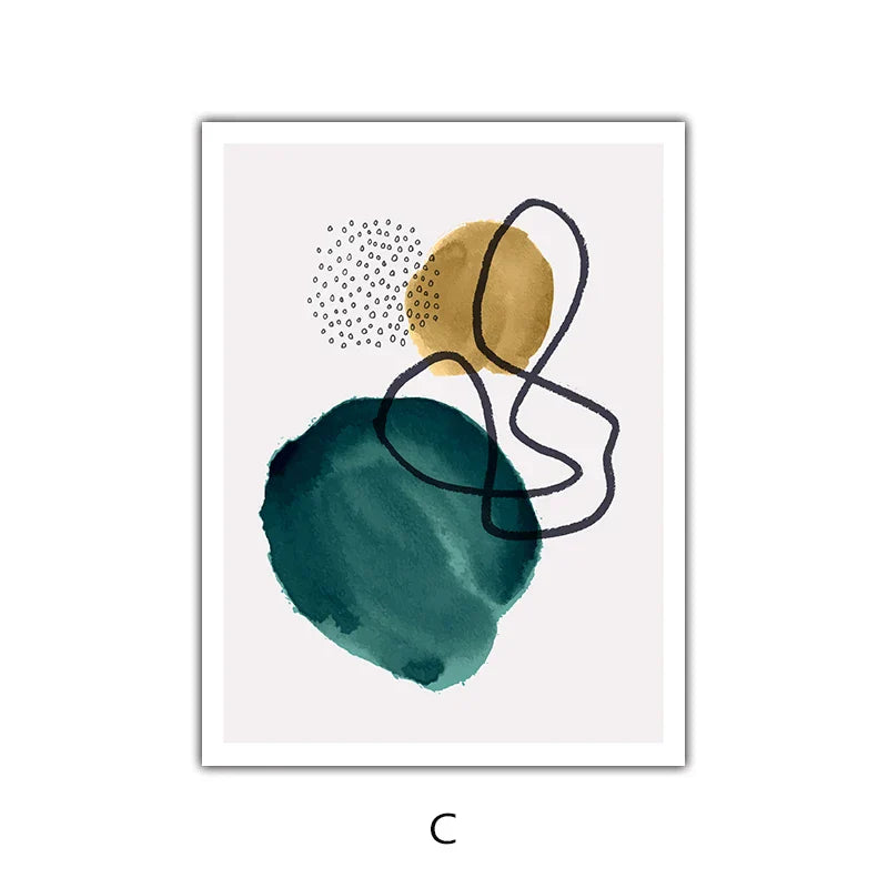 Grün Gelb Schwarz Abstrakte Form & Linie Minimalistische Nordische Wandkunst Feine Kunst Leinwanddrucke Bilder Für Wohnzimmer Büro Dekor | Karnz