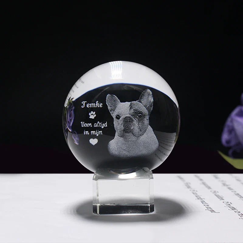 Personalisierte Kristallkugel mit Haustierfoto & LED-Basis Karnz