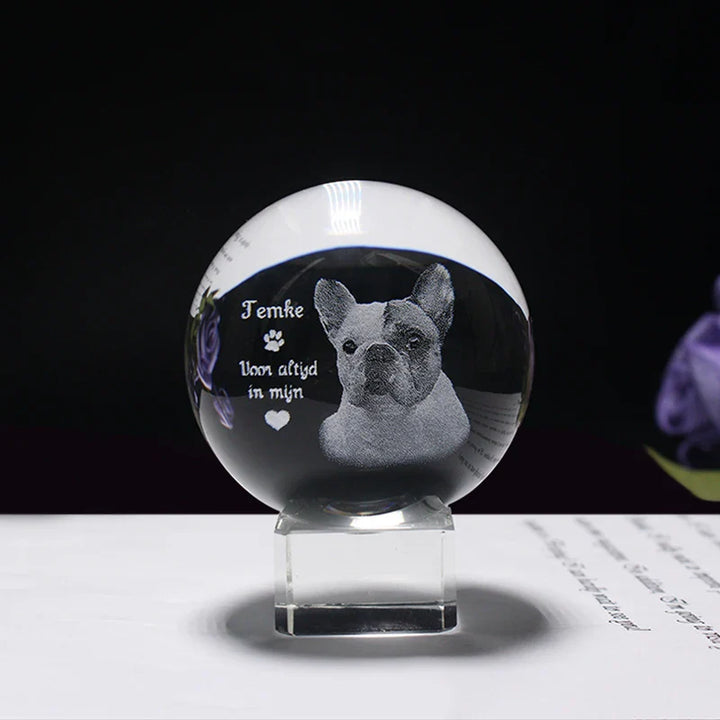 Personalisierte Kristallkugel mit Haustierfoto & LED-Basis Karnz