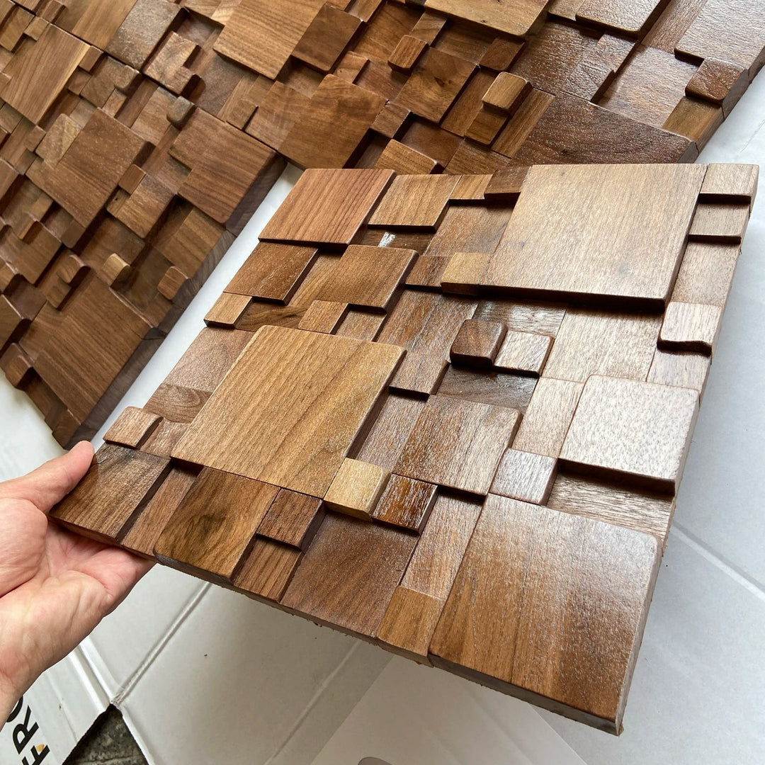 Karnz | Mosaikwandpaneele Massivholz und schallabsorbierende Dekoration
