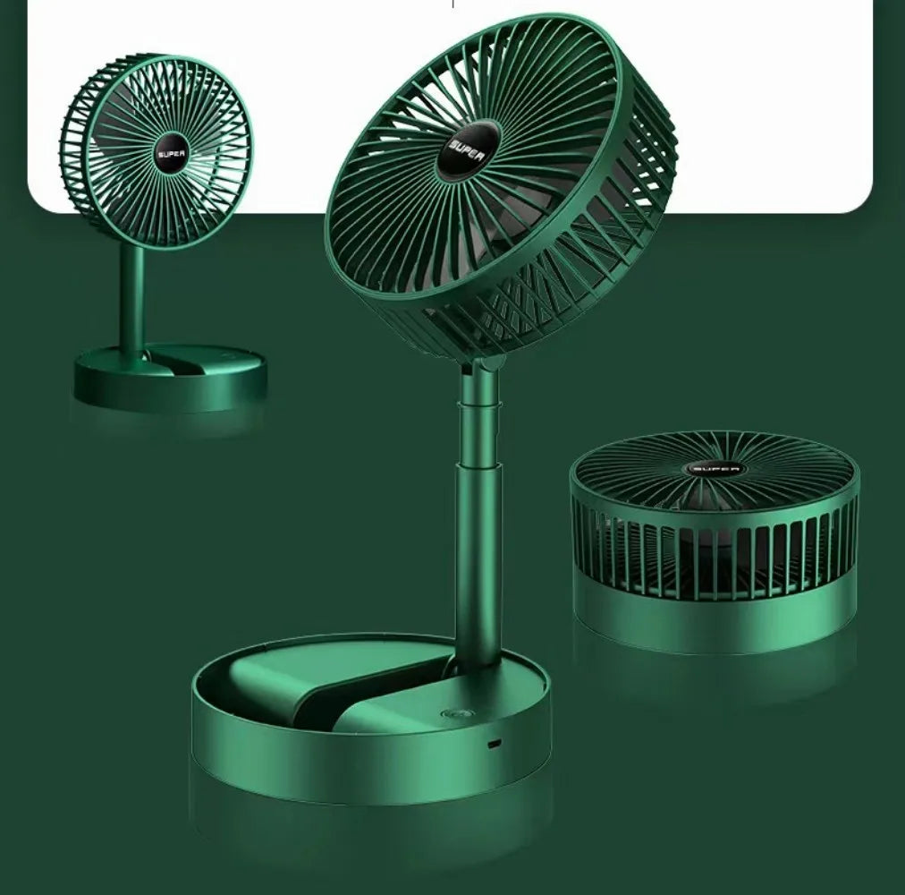 Tragbarer 6-Zoll Standventilator | Zusammenklappbarer Teleskopboden/USB | Wiederaufladbarer Akku | 3 Geschwindigkeiten, super leise, höhenverstellbar | Karnz