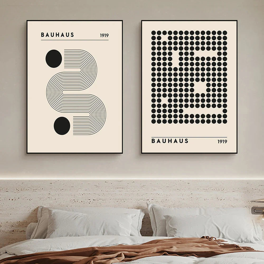 Vintage Retro Geometric Abstract Bauhaus Expo Kunst Galerie Poster Wandkunst Feine Kunst Leinwanddrucke Bilder Für Wohnzimmer Esszimmer Home Office Dekor | Karnz