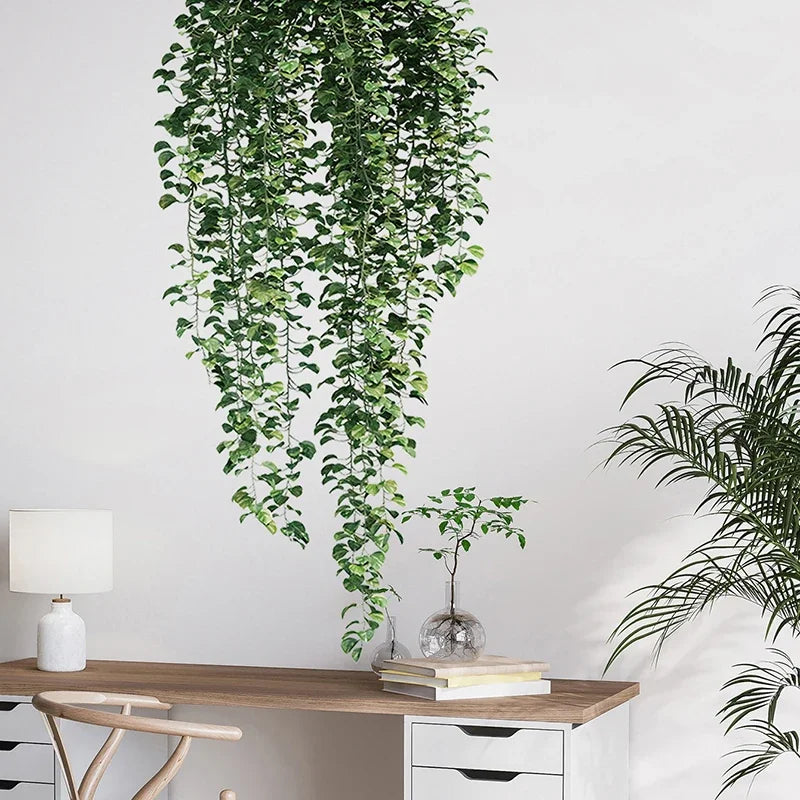 Realistische grüne Ranken Wandaufkleber 54x105cm grüne Blätter Wandsticker abnehmbar abziehbar und aufkleber PVC Vinyl Wandmural für kreative DIY Wohnkultur | Karnz