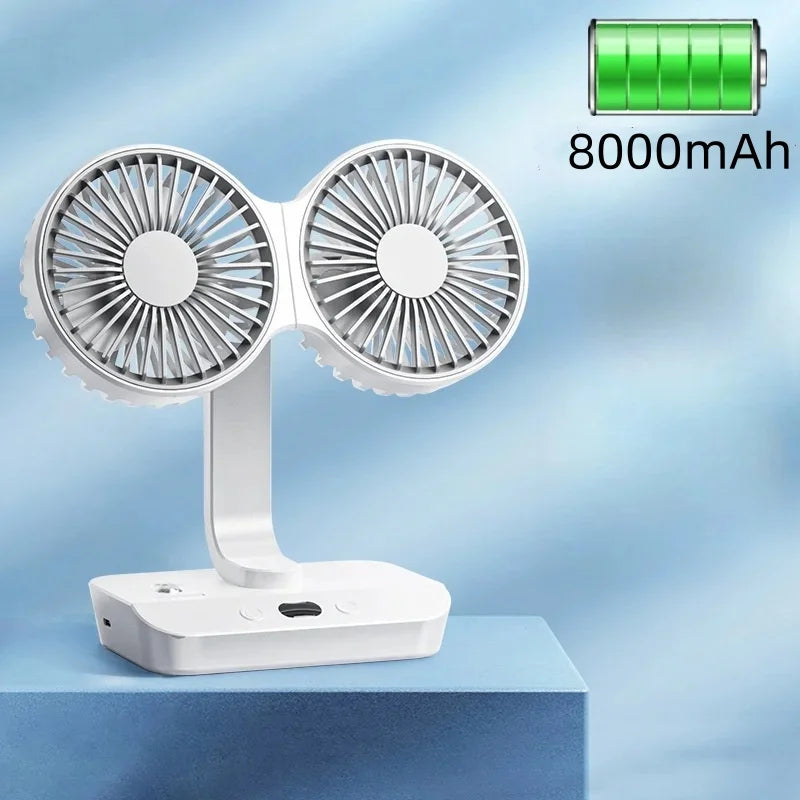 Verstellbarer Doppelkopf Tragbarer Tischventilator Nachtlampe | Karnz