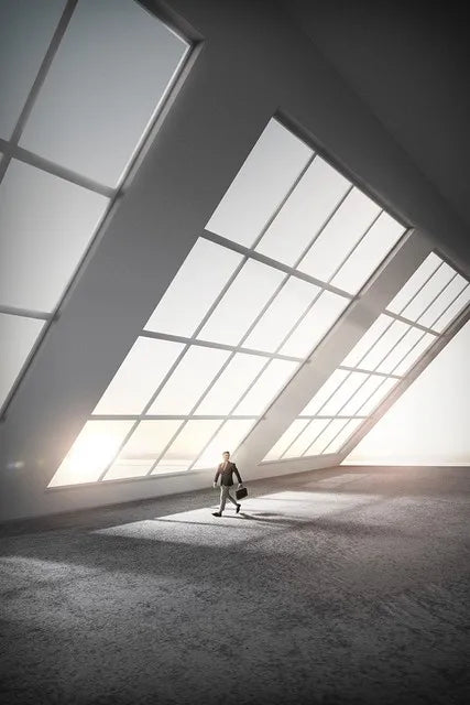 Moderne geometrische architektonische Landschaften Wandkunst Fine Art Leinwanddrucke Bilder für Studio, Home Office, Eingangsbereich Inspirierende Kunstdeko | Karnz