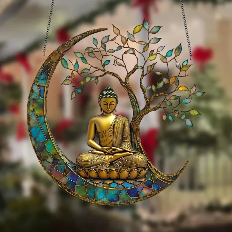 Karnz | Acryl Sonnenfänger ZenLight | 2D Buddha Dekor | Fenster- & Wohnaccessoire | Spirituelles Raumdesign