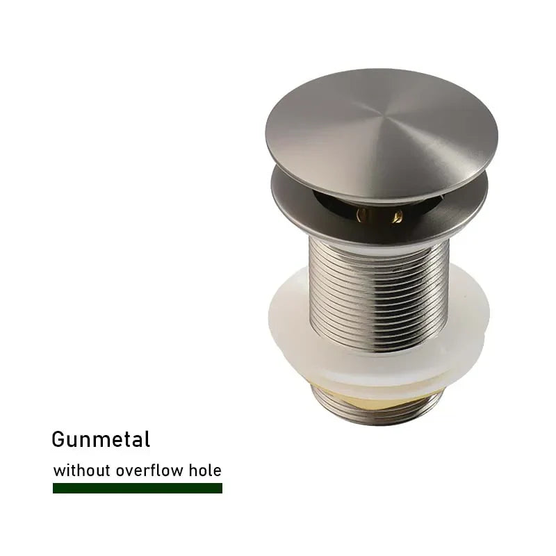 Ablaufschraube mit Push-Down-Popup – Messing | 11 Farben | Mit oder ohne Überlauf Karnz