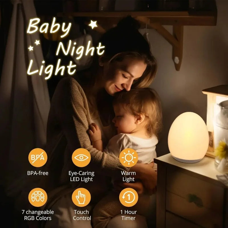 Karnz | Lumiboo Nachtlicht | RGB & Warmweiß | Touchsteuerung | 100h Akku | 12 × 10 cm | Baby- und Kinderzimmer