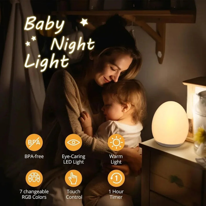 Karnz | Lumiboo Nachtlicht | RGB & Warmweiß | Touchsteuerung | 100h Akku | 12 × 10 cm | Baby- und Kinderzimmer