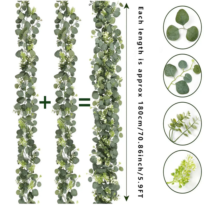 Girlande – EucaGreen – Künstlicher Eukalyptus – 2-teiliges Set