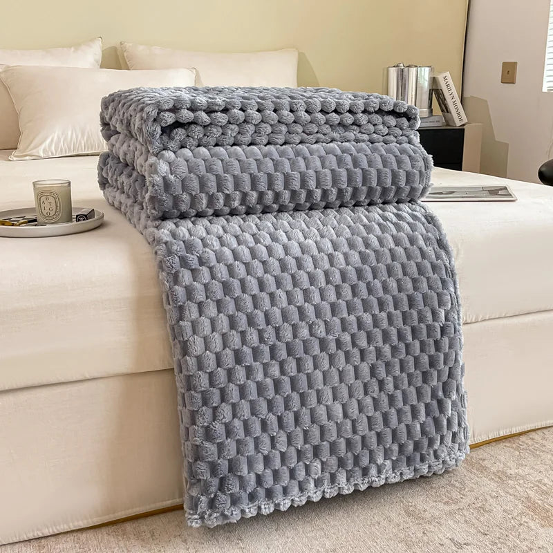 Karnz | Gemusterte weiche Samtdecke warme gemütliche Decke für Sofa und Bett