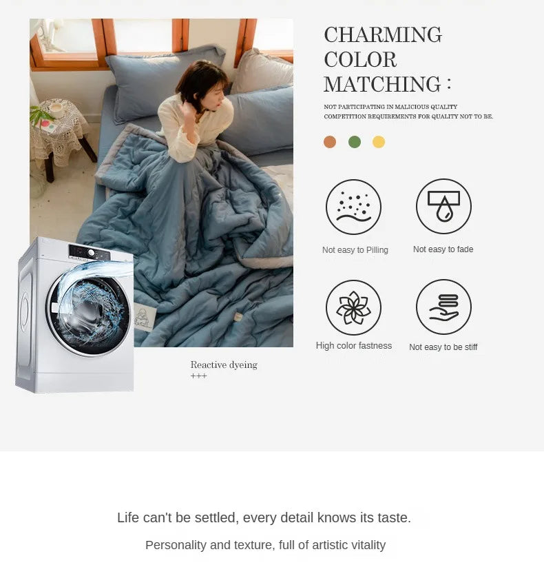 2024 Japanische Baumwolle-Polyester Sommerdecke – Leicht, Waschbar, Hautfreundliche Einfarbige Decke | Karnz