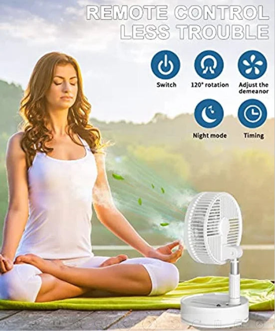 Tragbarer 6-Zoll Standventilator | Zusammenklappbarer Teleskopboden/USB | Wiederaufladbarer Akku | 3 Geschwindigkeiten, super leise, höhenverstellbar | Karnz