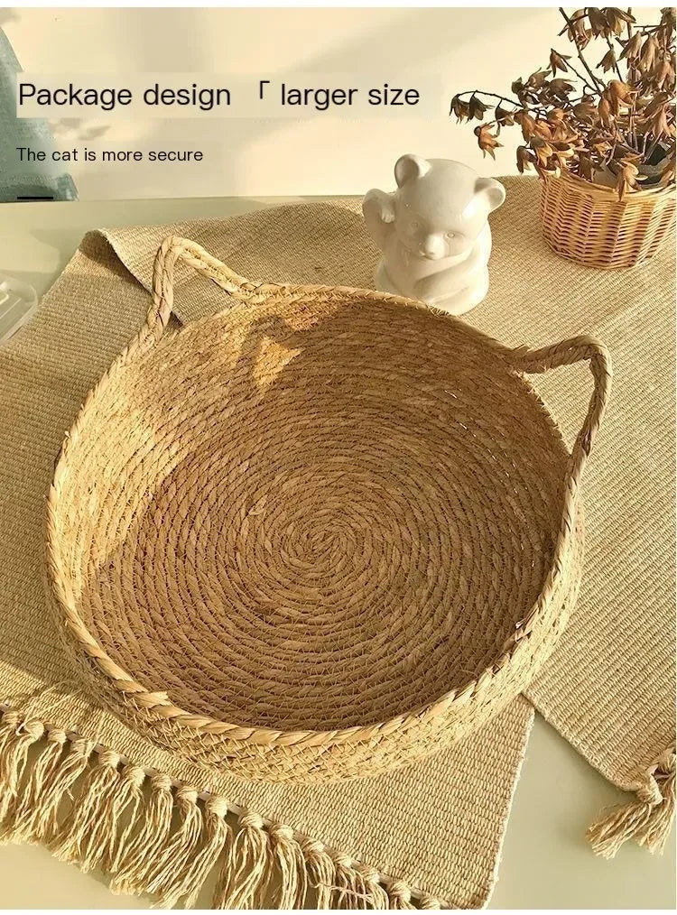 Rattan-Katzenbett handgewebt & waschbar Karnz