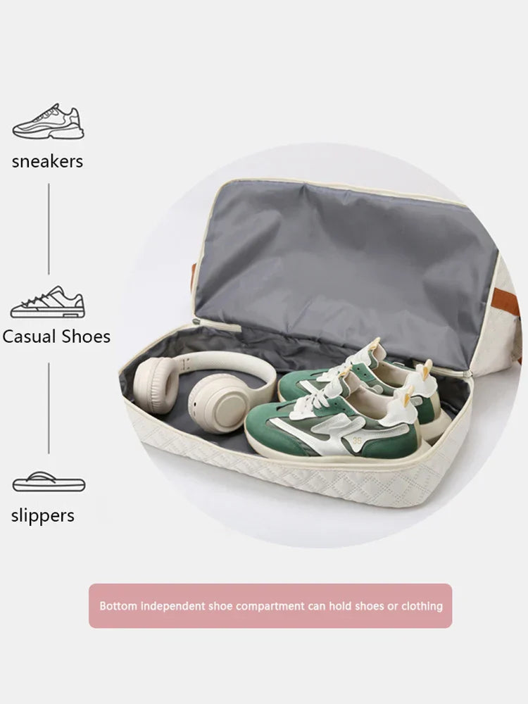 Karnz | Travessia Reisetasche mit Schuhfach | Große Kapazität & Rautenmuster | Nylon Wochenendtasche für Sport, Kurzreisen & den Alltag