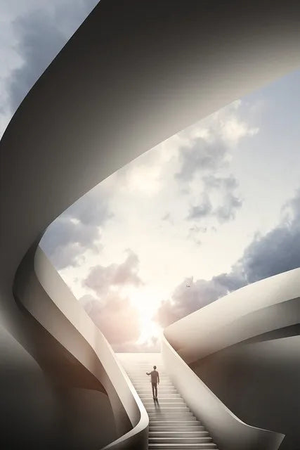 Moderne geometrische architektonische Landschaften Wandkunst Fine Art Leinwanddrucke Bilder für Studio, Home Office, Eingangsbereich Inspirierende Kunstdeko | Karnz