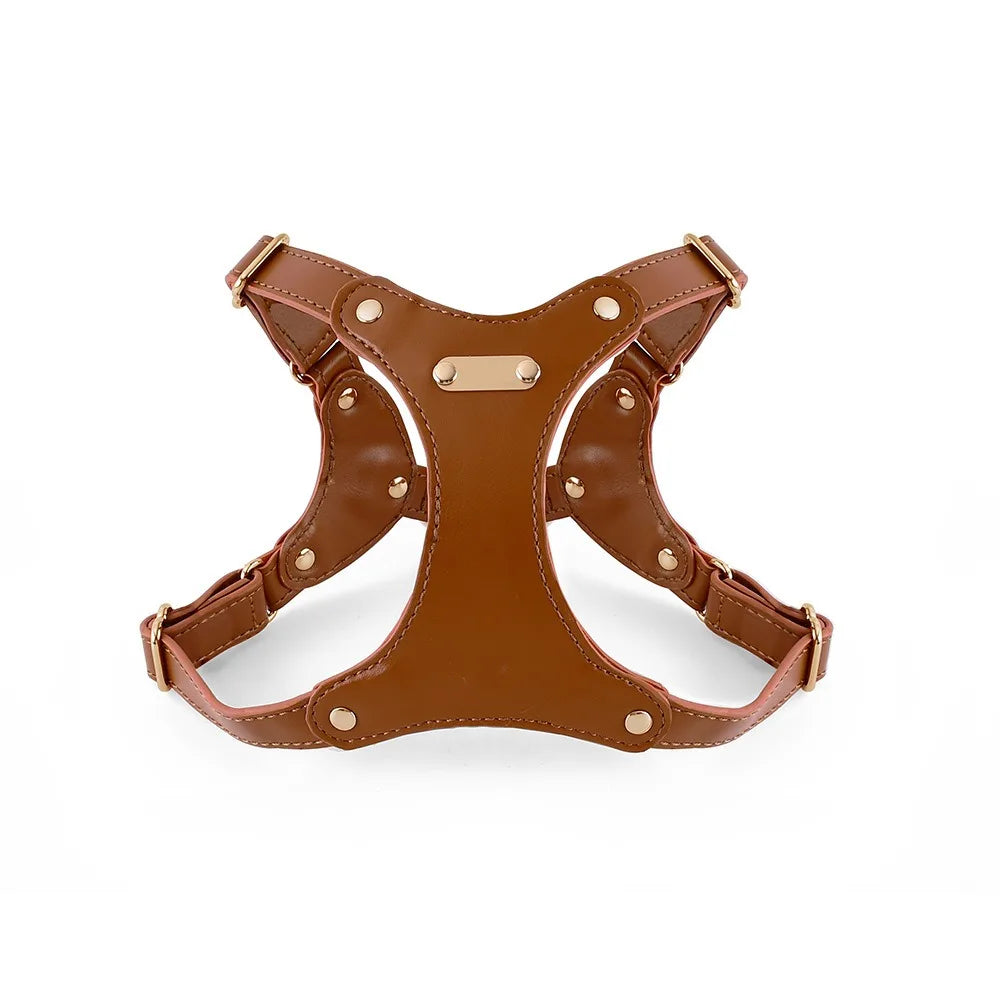 Verstellbares Leder-Hundegeschirr mit personalisierbarem Gravur Karnz