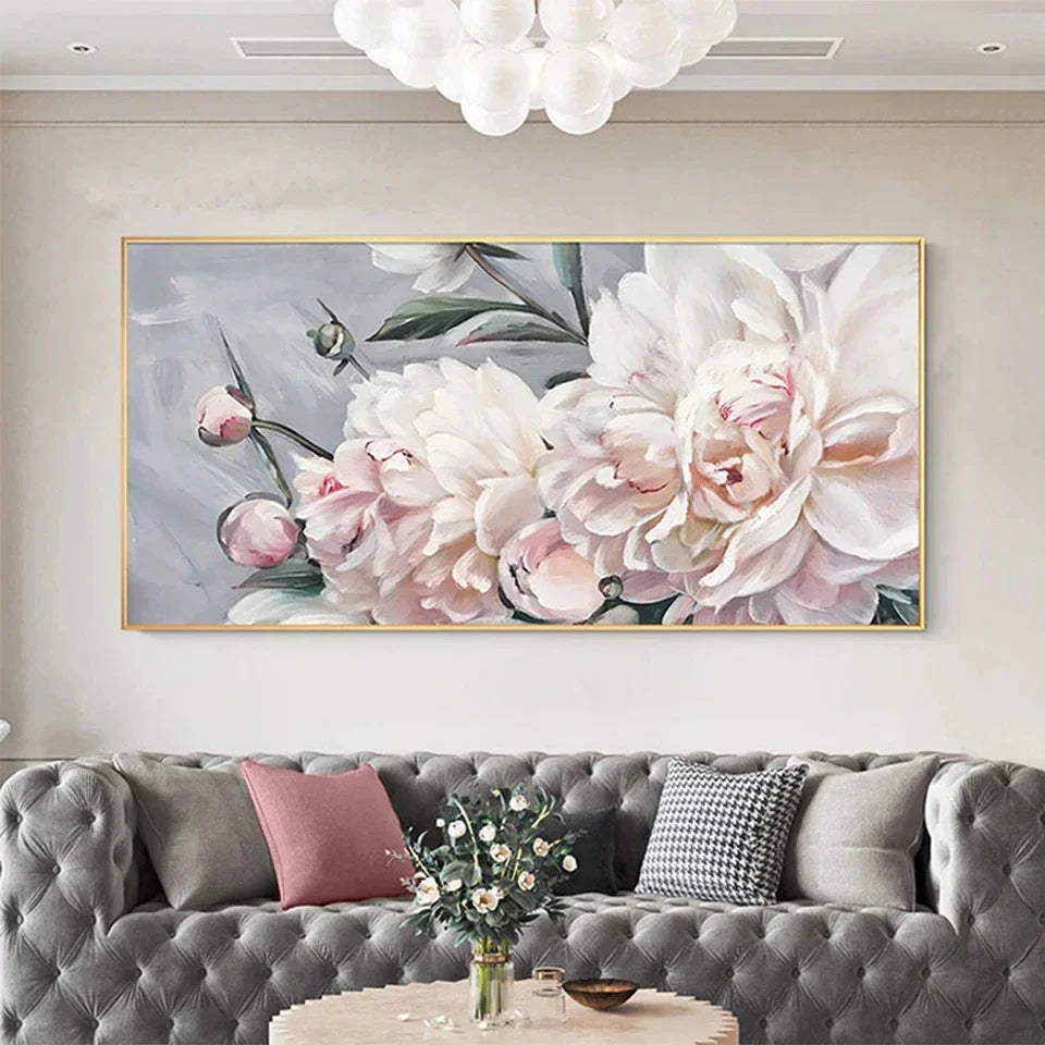 Große weiße florale abstrakte Wandkunst feine Kunstdrucke auf Leinwand moderne botanische Bilder für Wohnzimmer Hotelzimmer Schlafzimmer Kunst Dekor | Karnz