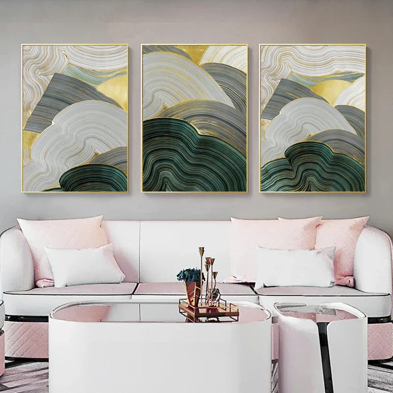 Grün Beige Grau Fließende Wirbel Abstrakte Wandkunst Feine Kunstdrucke Bilder Für Moderne Wohnung Esszimmer Wohnzimmer Kunst Dekor | Karnz