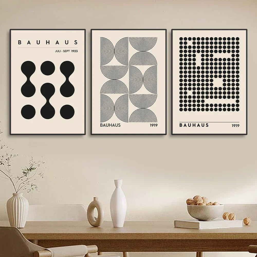 Vintage Retro Geometric Abstract Bauhaus Expo Kunst Galerie Poster Wandkunst Feine Kunst Leinwanddrucke Bilder Für Wohnzimmer Esszimmer Home Office Dekor | Karnz