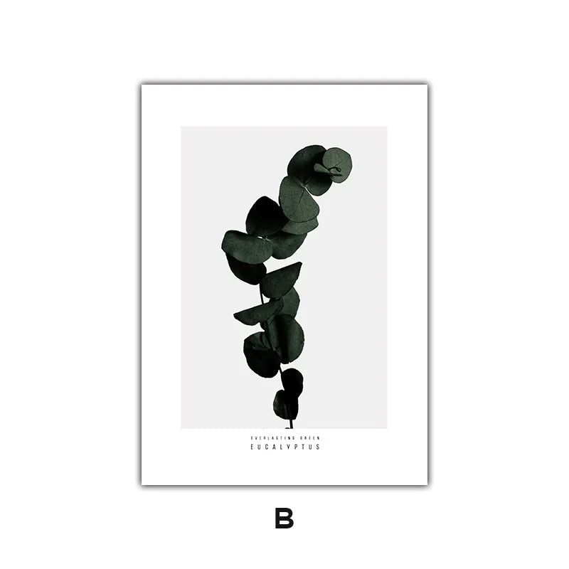 Minimalistische grüne Blätter moderne botanische Exemplare Wandkunst Fine Art Leinwanddrucke Galerie Wandbilder für Wohnzimmer Esszimmer Kunstdeko | Karnz