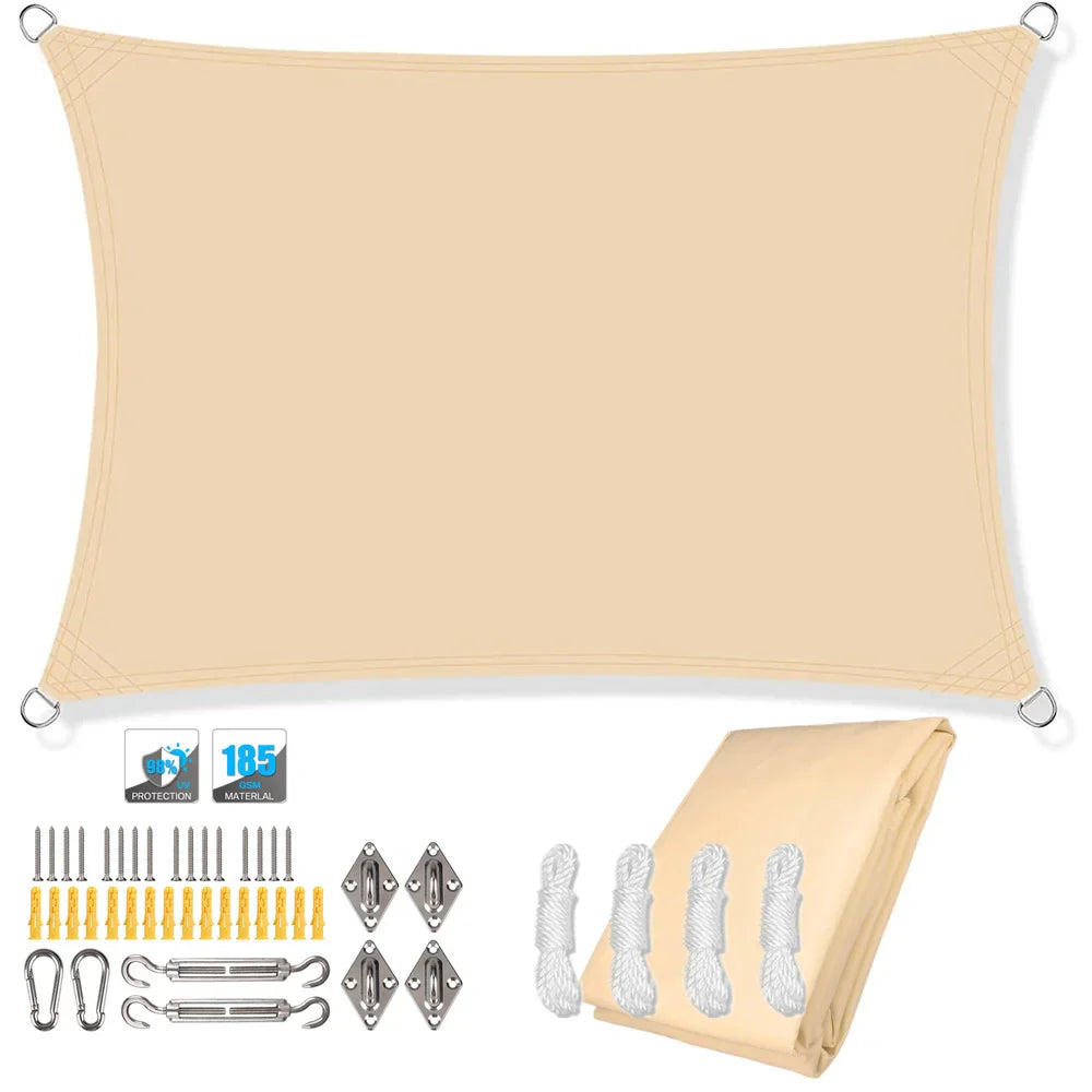 Wasserdichtes rechteckiges Sonnensegel mit UV-Schutz und Montagesatz – ShadeGuard