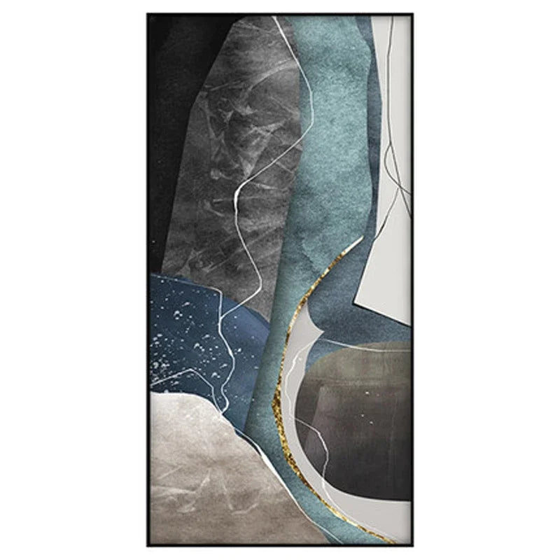 Große Größen Grau Blau Grün Nordisch Geomorph Abstract Wandkunst Feine Kunst Leinwanddrucke Bilder Für Moderne Wohnung Wohnzimmer Eingangsbereich Kunst Dekor | Karnz
