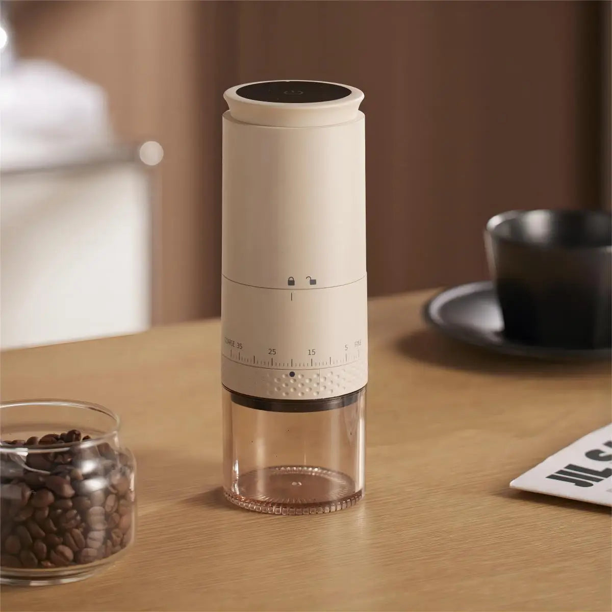 Karnz | 1500mAh Elektrische Kaffeemühle Extern einstellbare Type-C-Lade Kaffeemühle Bohnenmahlmaschine Kaffeezubereiter