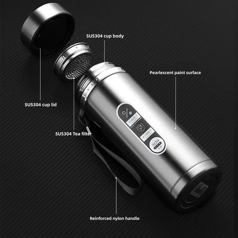 TempraBottle – Smarte Thermosflasche mit LED-Temperaturanzeige (800ml–1L) | Karnz