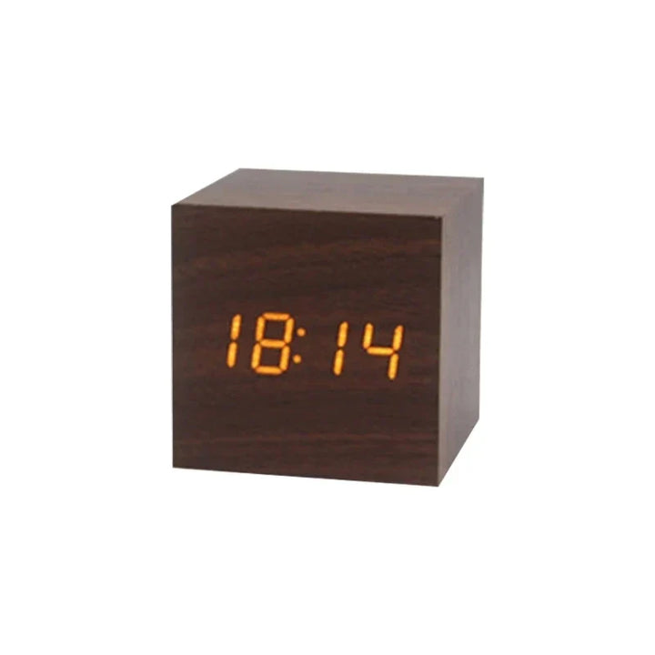 Hölzerner LED-Wecker mit Temperaturanzeige, digitaler Uhrzeit-Anzeige und minimalistischem Design – Perfekt für Schlafzimmer und Büro | Karnz