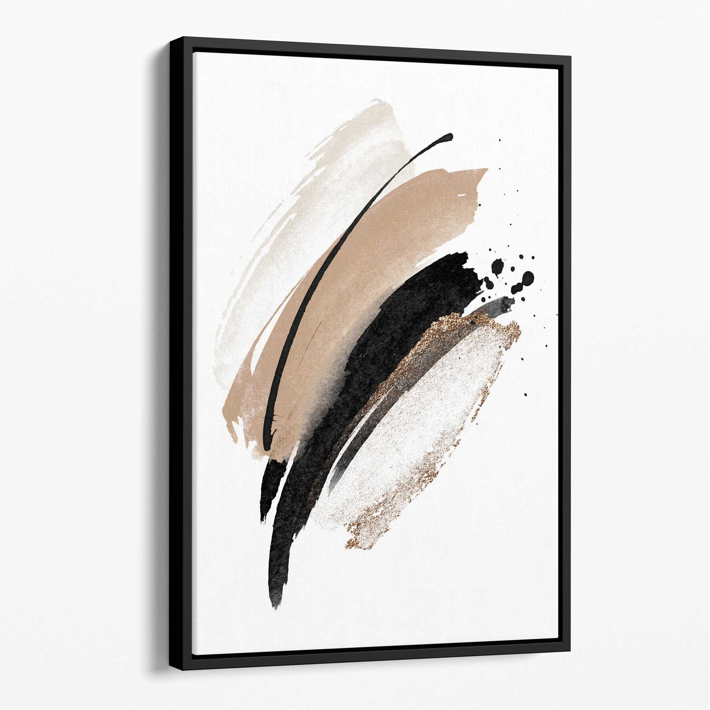 Abstrakte schwarz-beige Aquarellformen auf Leinwand Nr. 2