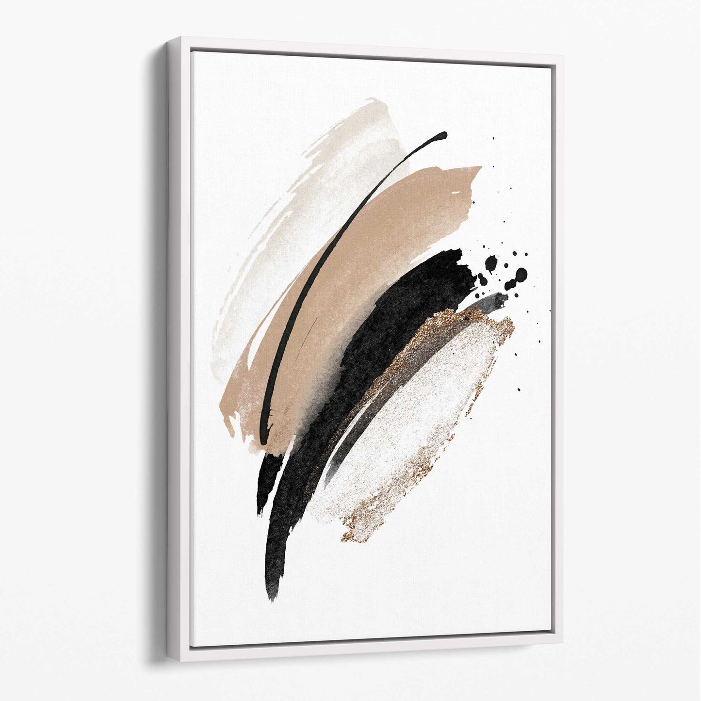 Abstrakte schwarz-beige Aquarellformen auf Leinwand Nr. 2