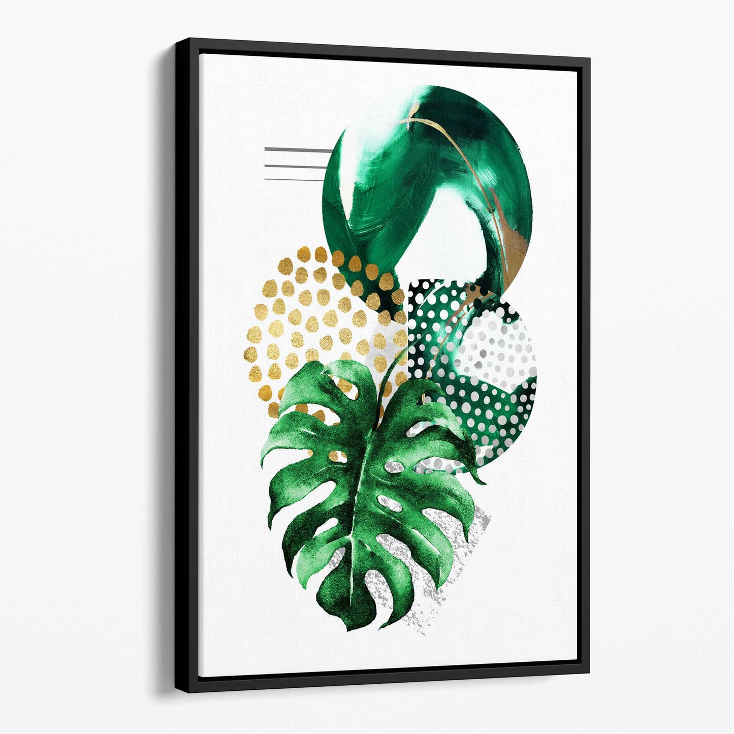Abstraktes botanisches Gemälde in Grün und Gold Nr. 2