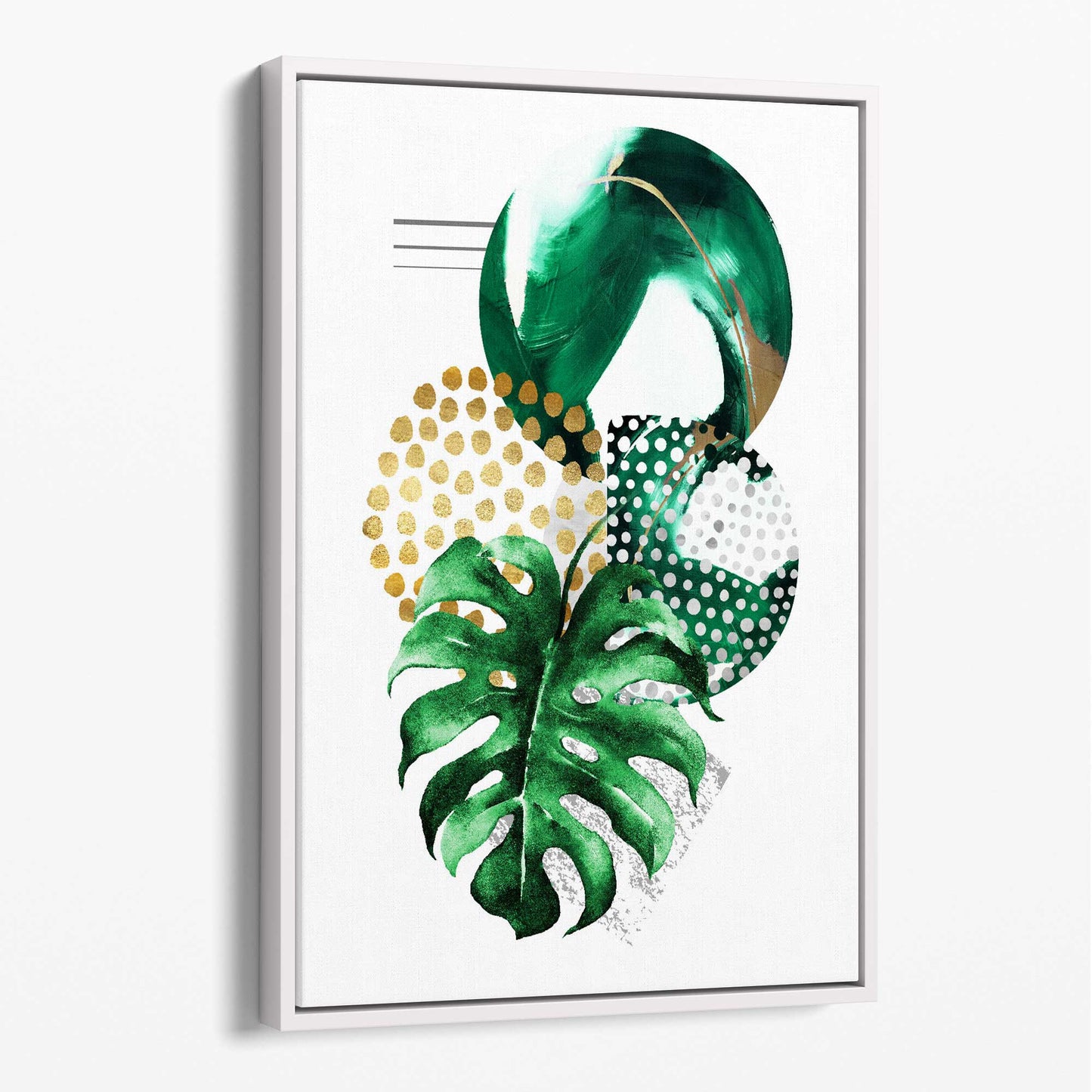 Abstraktes botanisches Gemälde in Grün und Gold Nr. 2
