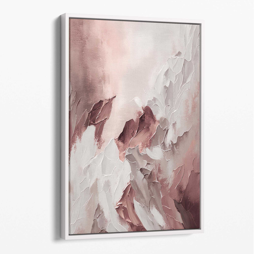 Abstraktes rosa-weißes Leinwandbild „Farbstriche Nr. 2“