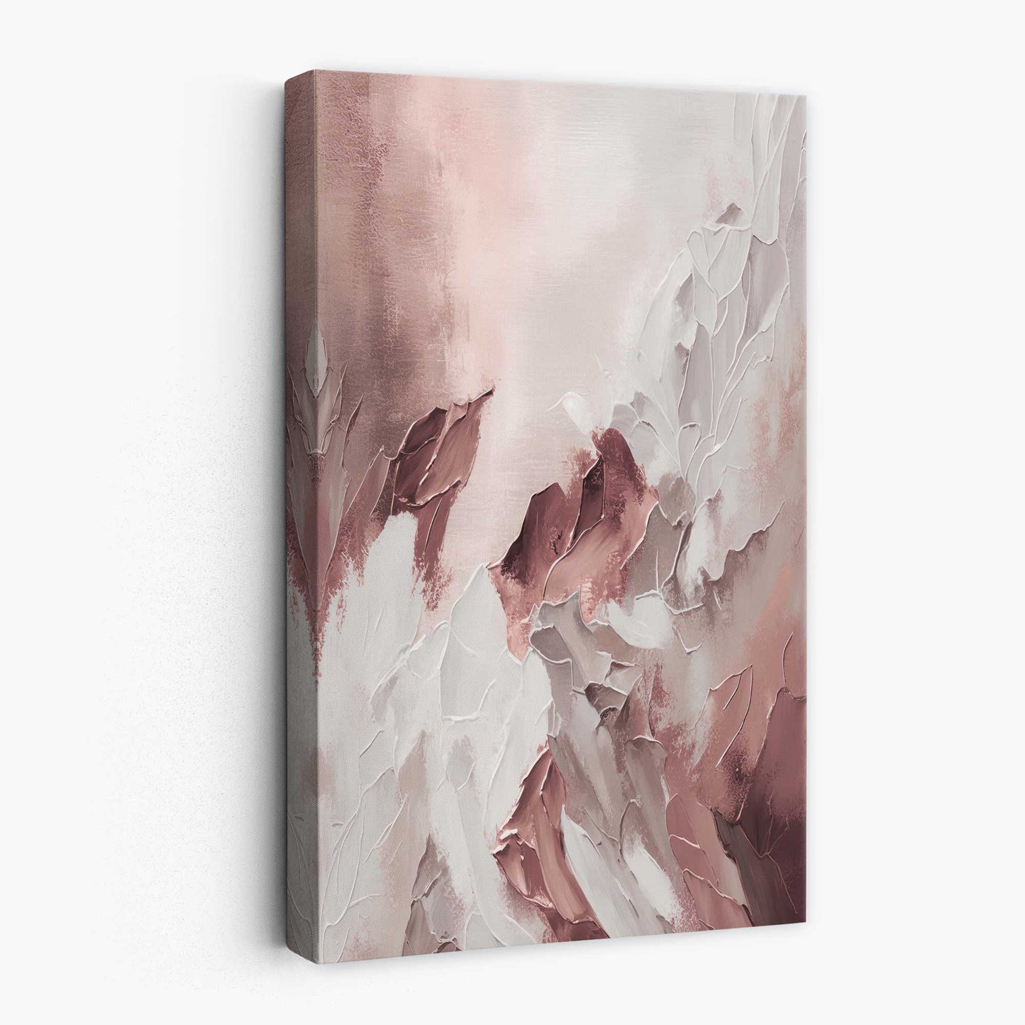 Abstraktes rosa-weißes Leinwandbild „Farbstriche Nr. 2“