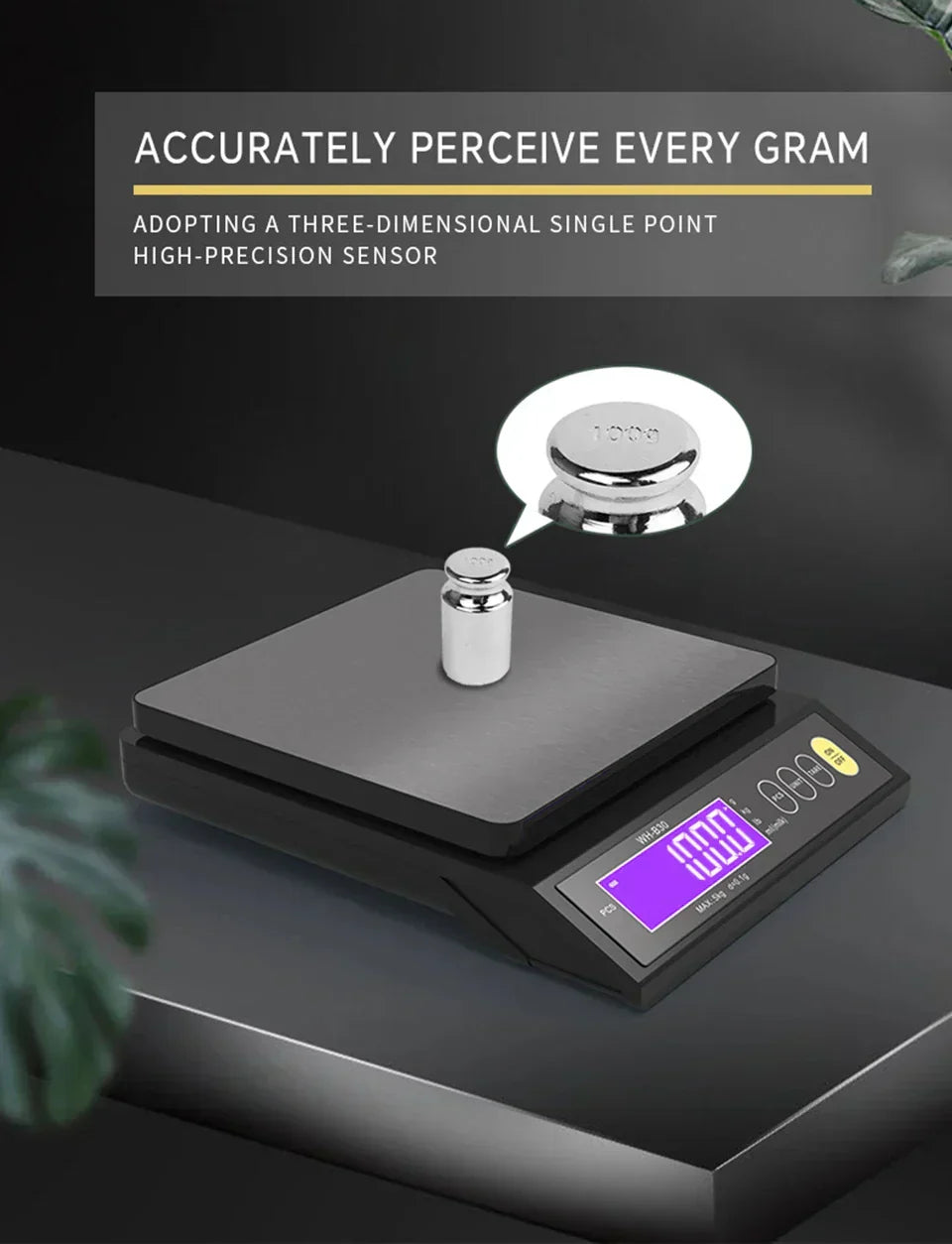 Karnz | 5 kg/0,1 g und 10 kg/1 g digitale elektronische Küchenwaage, LCD-Display, voll wasserdichtes Edelstahl-Waagetool zum Backen