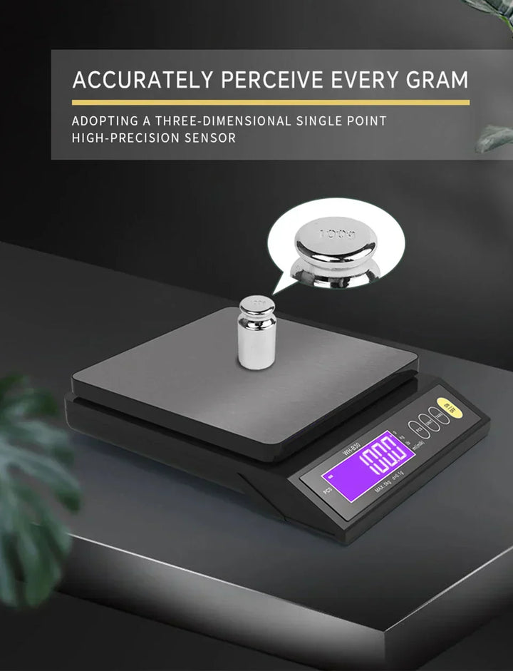 Karnz | 5 kg/0,1 g und 10 kg/1 g digitale elektronische Küchenwaage, LCD-Display, voll wasserdichtes Edelstahl-Waagetool zum Backen