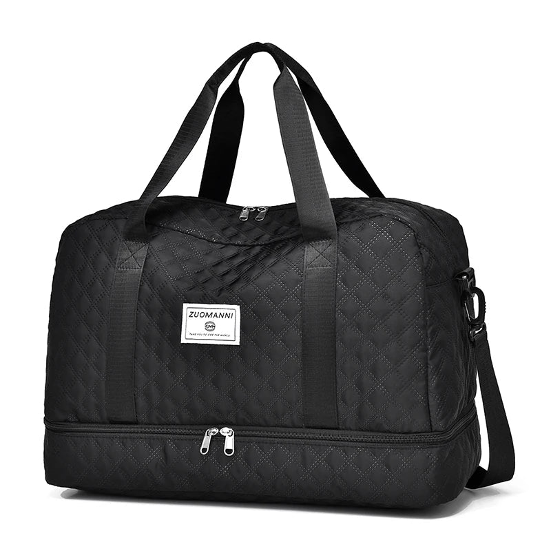 Karnz | Raumio TravelFlex Leichte Reisetasche mit Rautenmuster | Große Sport- & Wochenendtasche mit Schuhfach & Nassfach | Handgepäcktauglich & faltbar