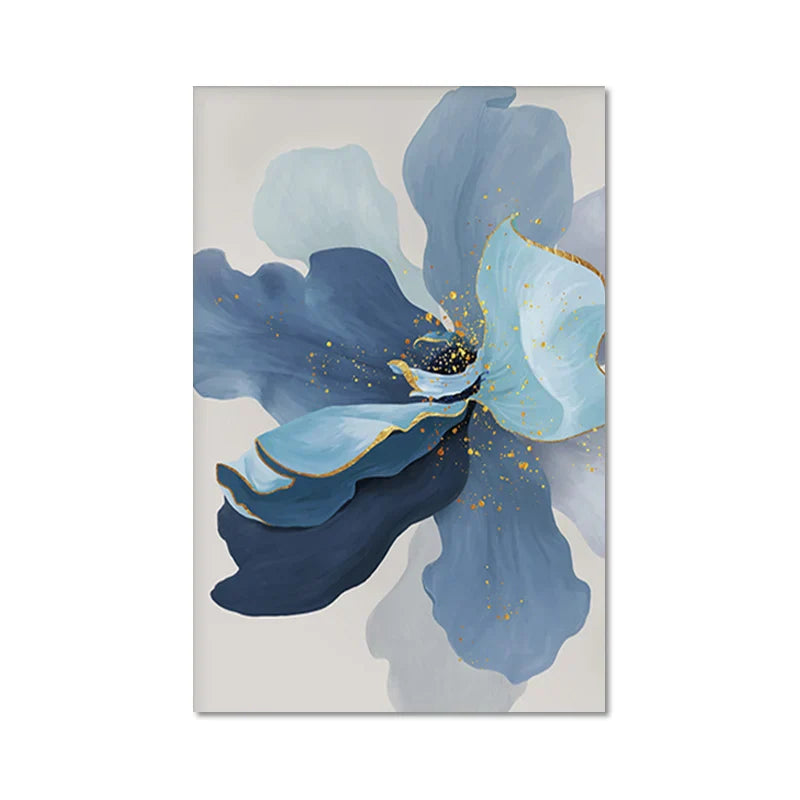 Big Blue Petal Florale Wandkunst Fine Art Leinwanddrucke Moderne Botanische Abstrakte Bilder Für Wohnzimmer Schlafzimmer Esszimmer Kunstdekor | Karnz