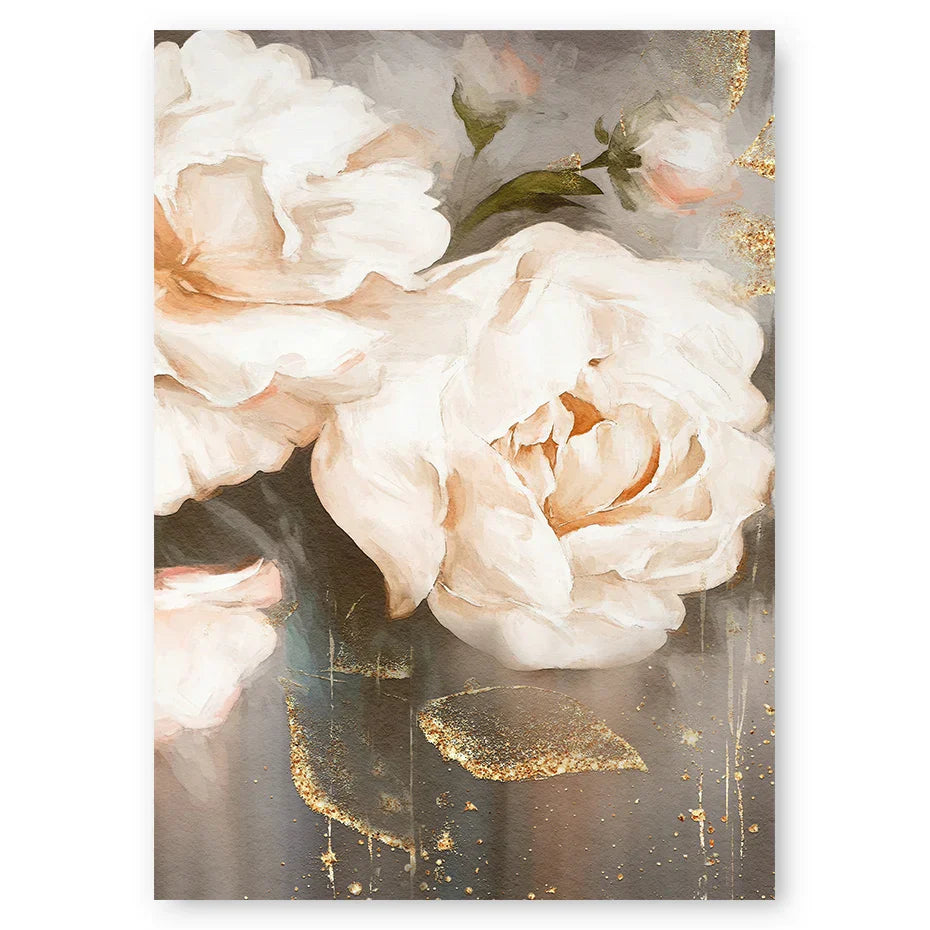 Rosa Beige Blüten Große Florale Wandkunst Feine Kunst Leinwanddrucke Elegante Abstrakte Botanische Bilder Für Wohnzimmer Schlafzimmer Kunst Dekor | Karnz
